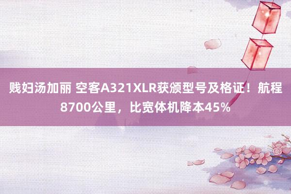 贱妇汤加丽 空客A321XLR获颁型号及格证！航程8700公里，比宽体机降本45%