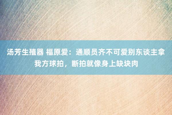 汤芳生殖器 福原爱：通顺员齐不可爱别东谈主拿我方球拍，断拍就像身上缺块肉