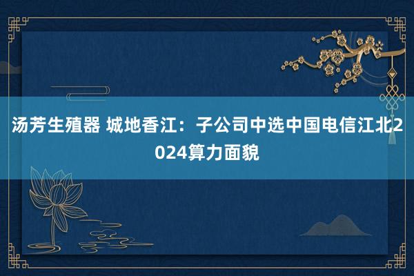 汤芳生殖器 城地香江：子公司中选中国电信江北2024算力面貌