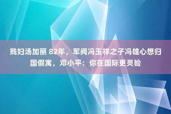 贱妇汤加丽 82年，军阀冯玉祥之子冯雄心想归国假寓，邓小平：你在国际更灵验