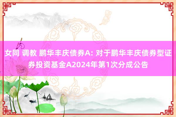 女同 调教 鹏华丰庆债券A: 对于鹏华丰庆债券型证券投资基金A2024年第1次分成公告