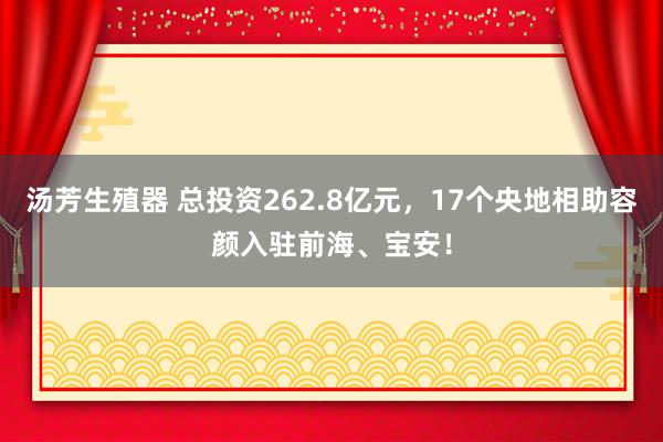 汤芳生殖器 总投资262.8亿元，17个央地相助容颜入驻前海、宝安！