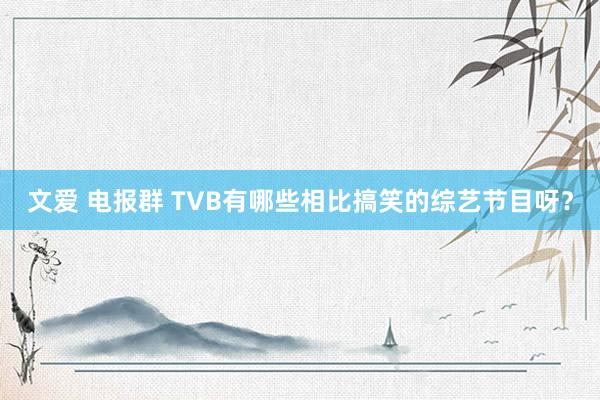 文爱 电报群 TVB有哪些相比搞笑的综艺节目呀？