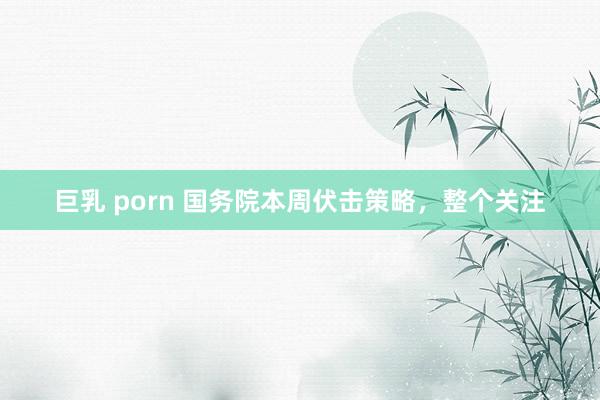 巨乳 porn 国务院本周伏击策略，整个关注